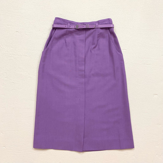 Vintage Campus Casuals Purple A-Line Skirt with Belt, Size XS