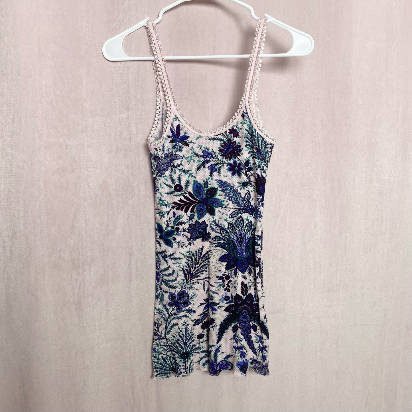 Secondhand Free People Floral Thermal Cami Tank Top, Size Medium