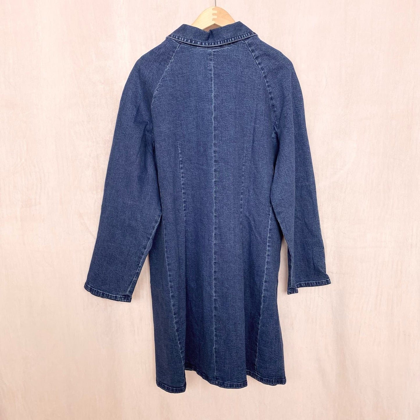 Vintage Maggie Sweet Beaded Denim Trench Jacket, Size 2X