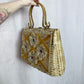 Vintage Wicker Basket Floral Beaded Handbag