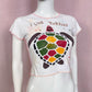 Upcycled I Like Turtles Graphic Crop Baby Tee, Size XS