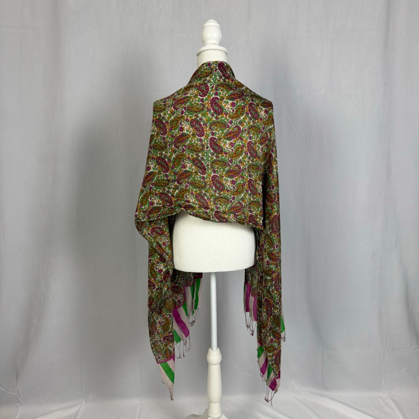 Secondhand Paisley Floral Print Fringe Hem Scarf Shawl