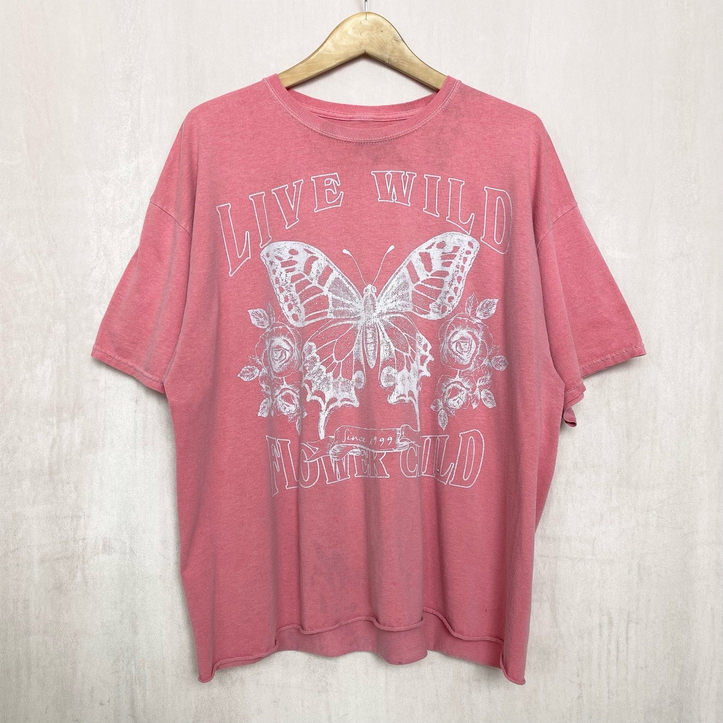 Y2K Obsessive Love Butterfly Live Wild Flower Child Tee, Size 2X