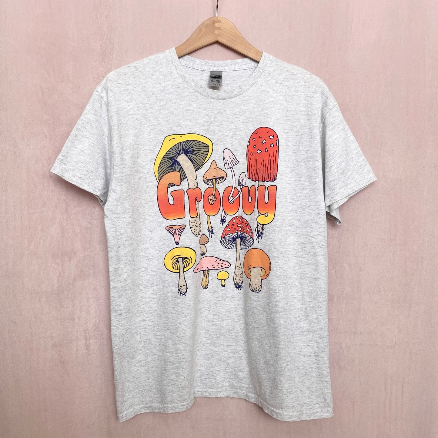 Secondhand Groovy Mushroom Graphic Short Sleeve T-Shirt, Size Large