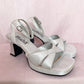 Y2K Mudd Silver Chunky Sandal Heels, Size 6.5