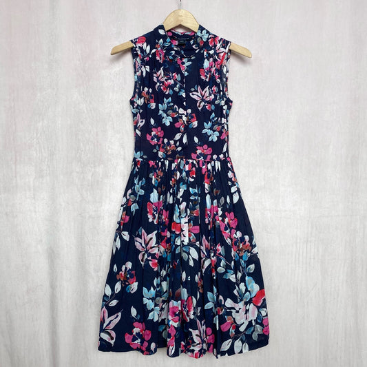 Secondhand French Connection Sleeveless Collared Button Front Floral Dress, Size 4