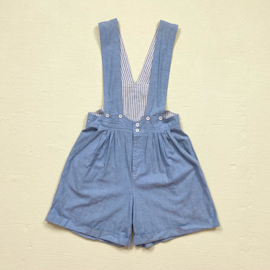 Vintage G. Pellini High Waisted Blue Denim Shortalls, Size Large