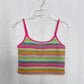 Secondhand Shein Rainbow Stripe Crochet Crop Tank Top, Size Large