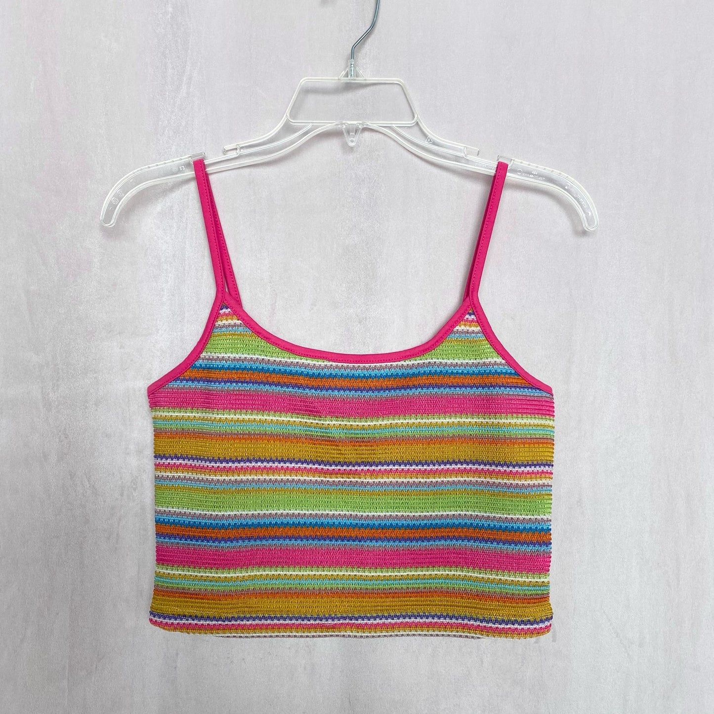 Secondhand Shein Rainbow Stripe Crochet Crop Tank Top, Size Large