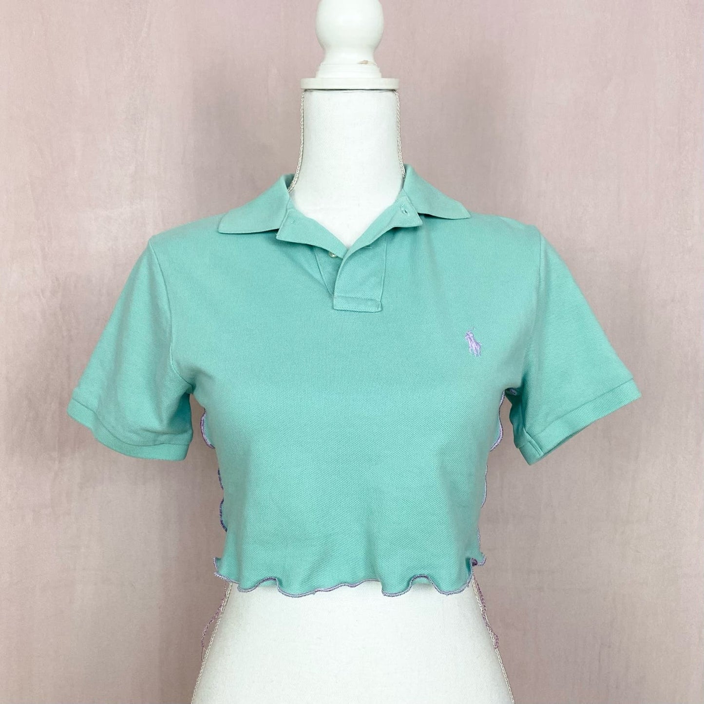 Upcycled Polo Ralph Lauren Crop Top, Size XS