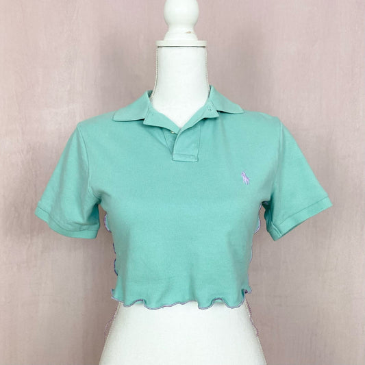 Upcycled Polo Ralph Lauren Crop Top, Size XS