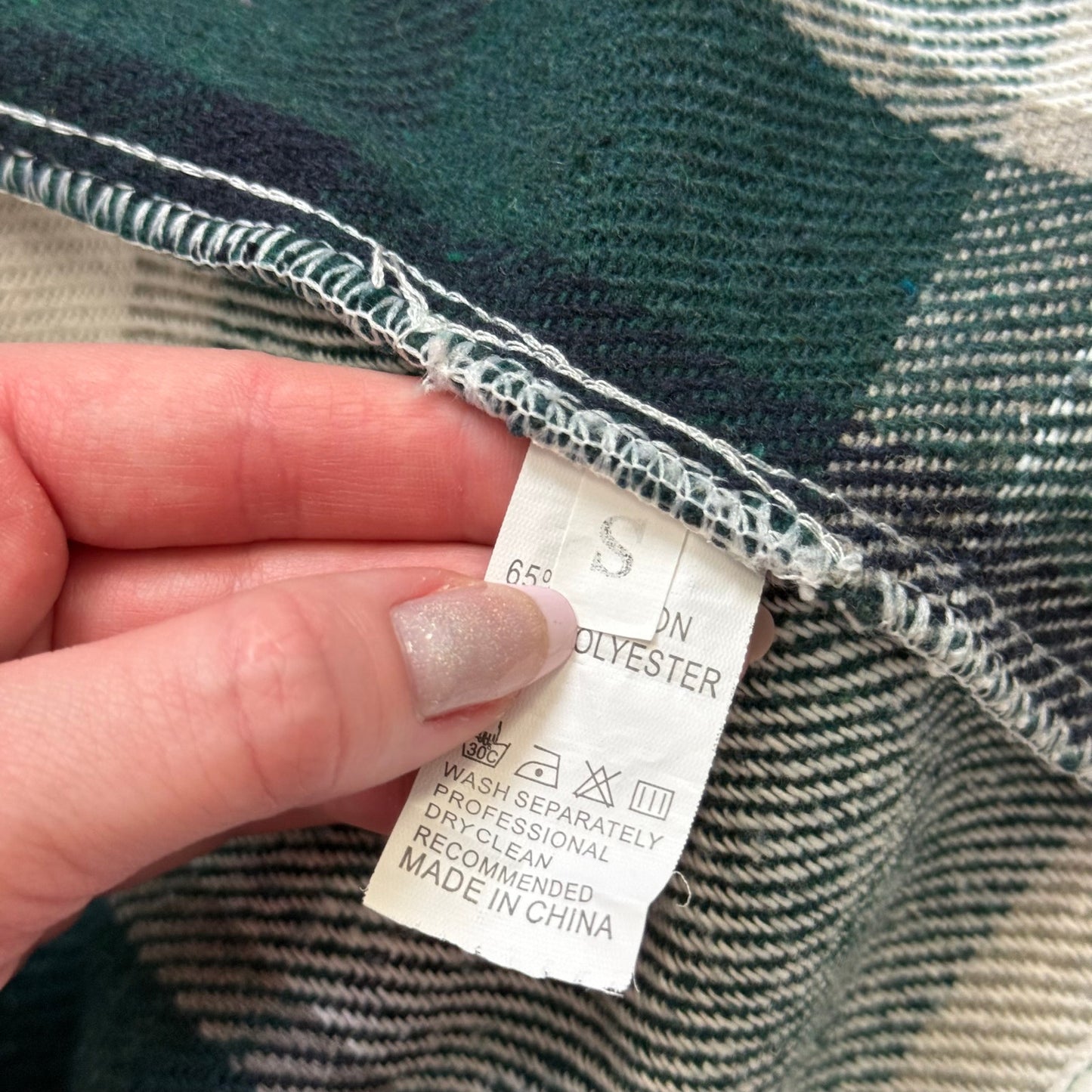 Secondhand Green White Plaid Oversized Boxy Shacket Jacket Size Small