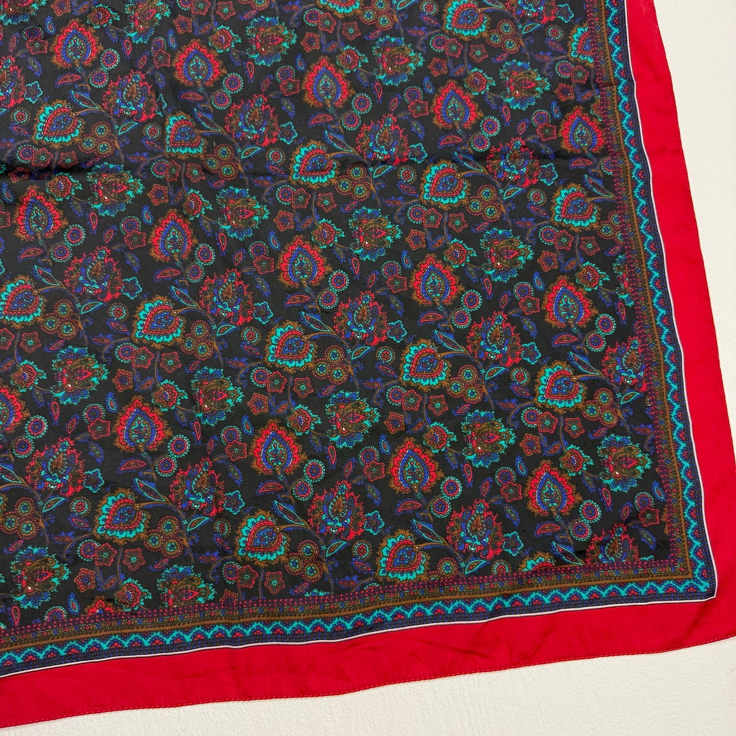 Vintage Silk Floral Square Scarf