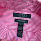 Upcycled Ralph Lauren Pink Stripe Crop Button Up Top, Size XS