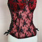 Vintage Red & Black Mesh Lace Corset Top