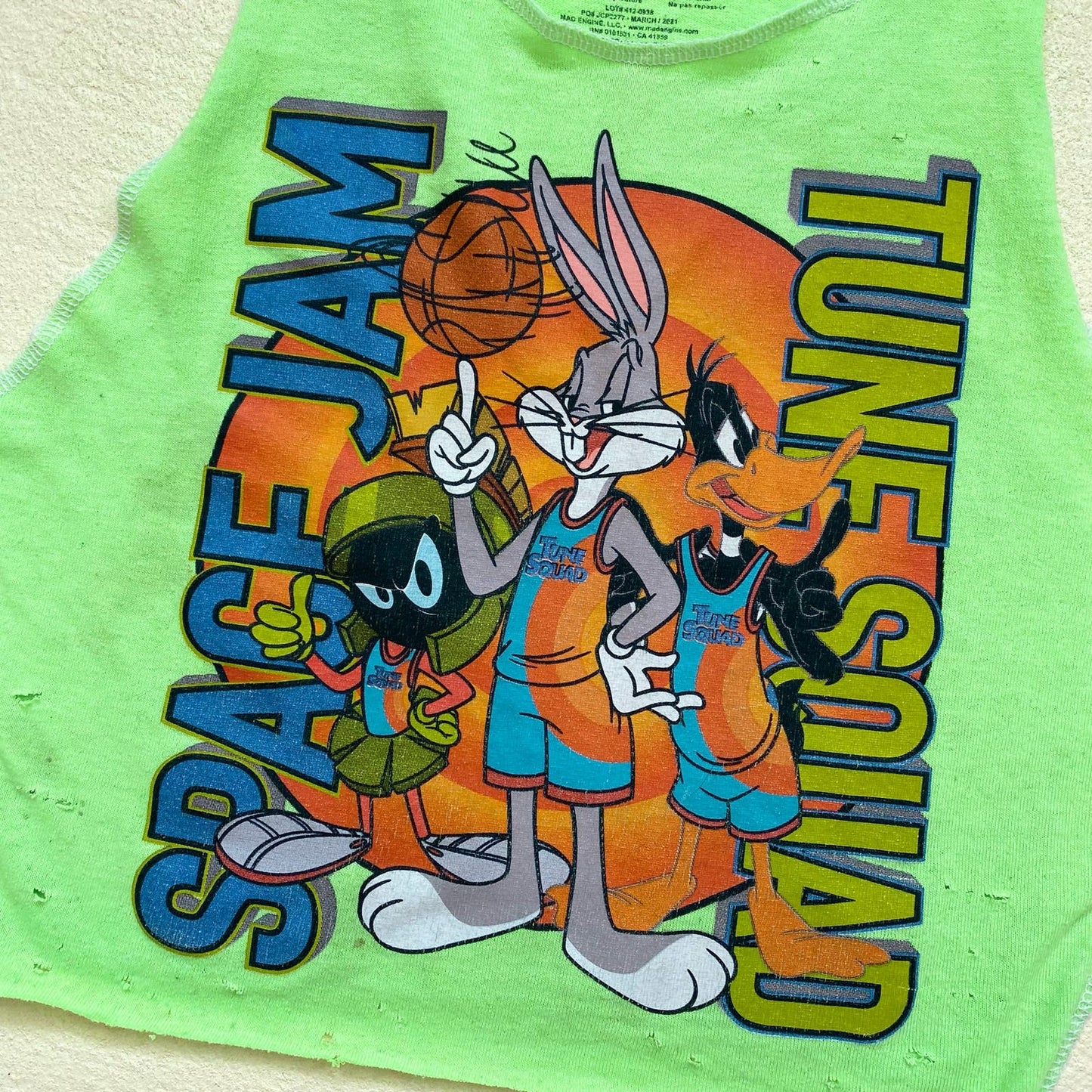 Upcycled Looney Tunes Space Jam Graphic Crop Tank, Size XS