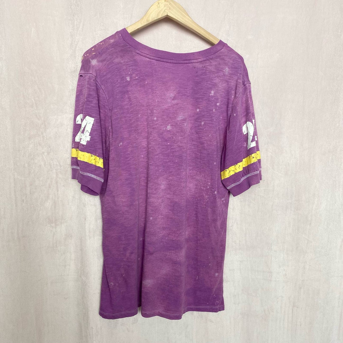 Upcycled Vintage Vikings Distressed Jersey Tee, Size Large