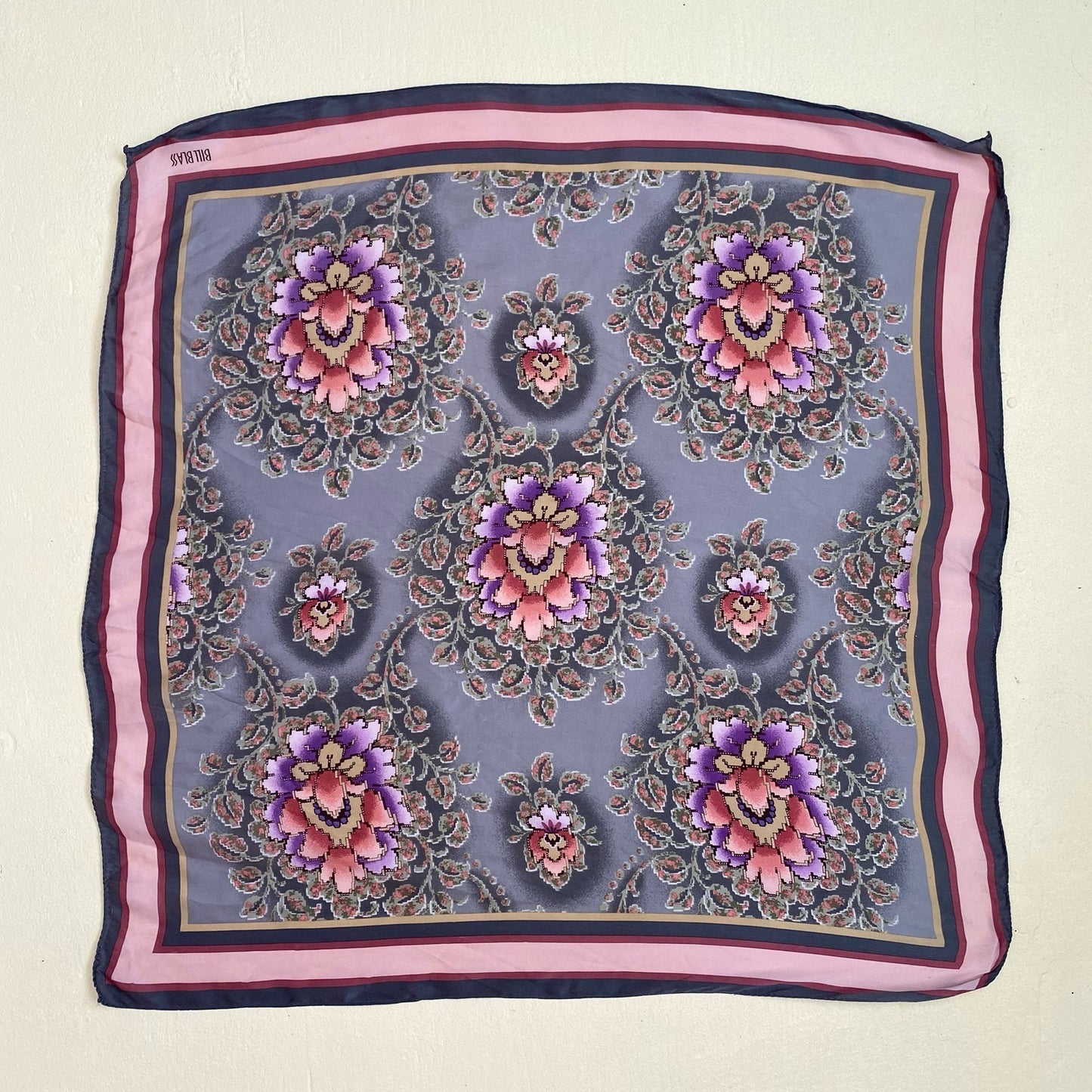 Vintage Bill Blass Floral Silk Scarf Shawl