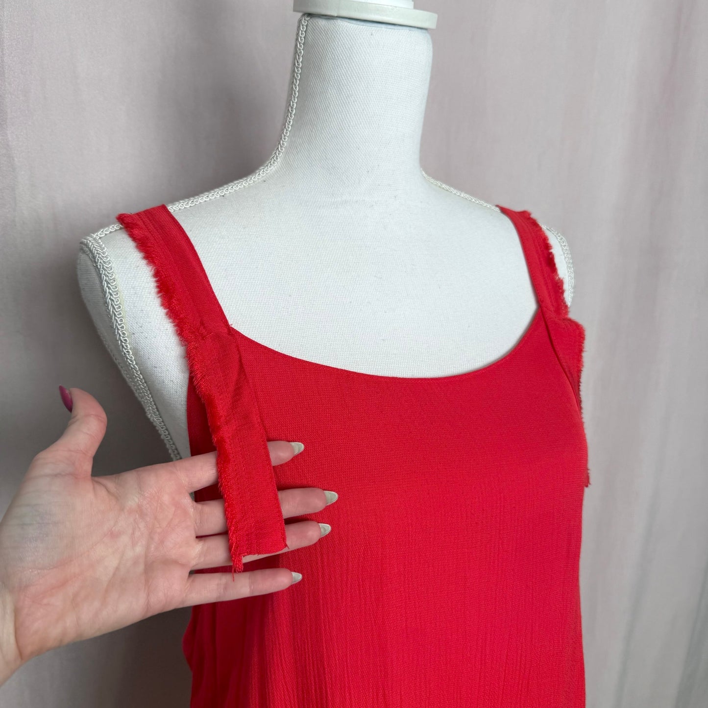 Secondhand Current Air Red Gauze Tie Back Boho Dress, Size Small