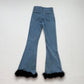 Reworked Edikted Feather Hem High Rise Flare Jeans, Size XS