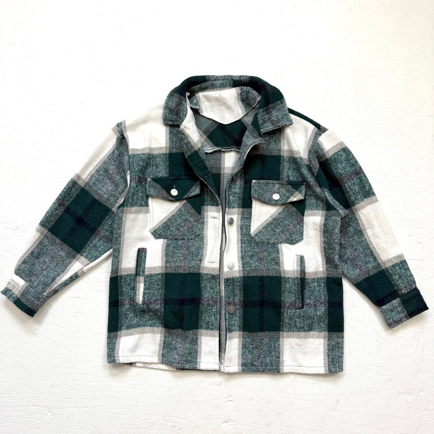 Secondhand Green White Plaid Oversized Boxy Shacket Jacket Size Small