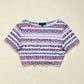 Upcycled Karen Scott Berry Print Crop Tee, Size S/M