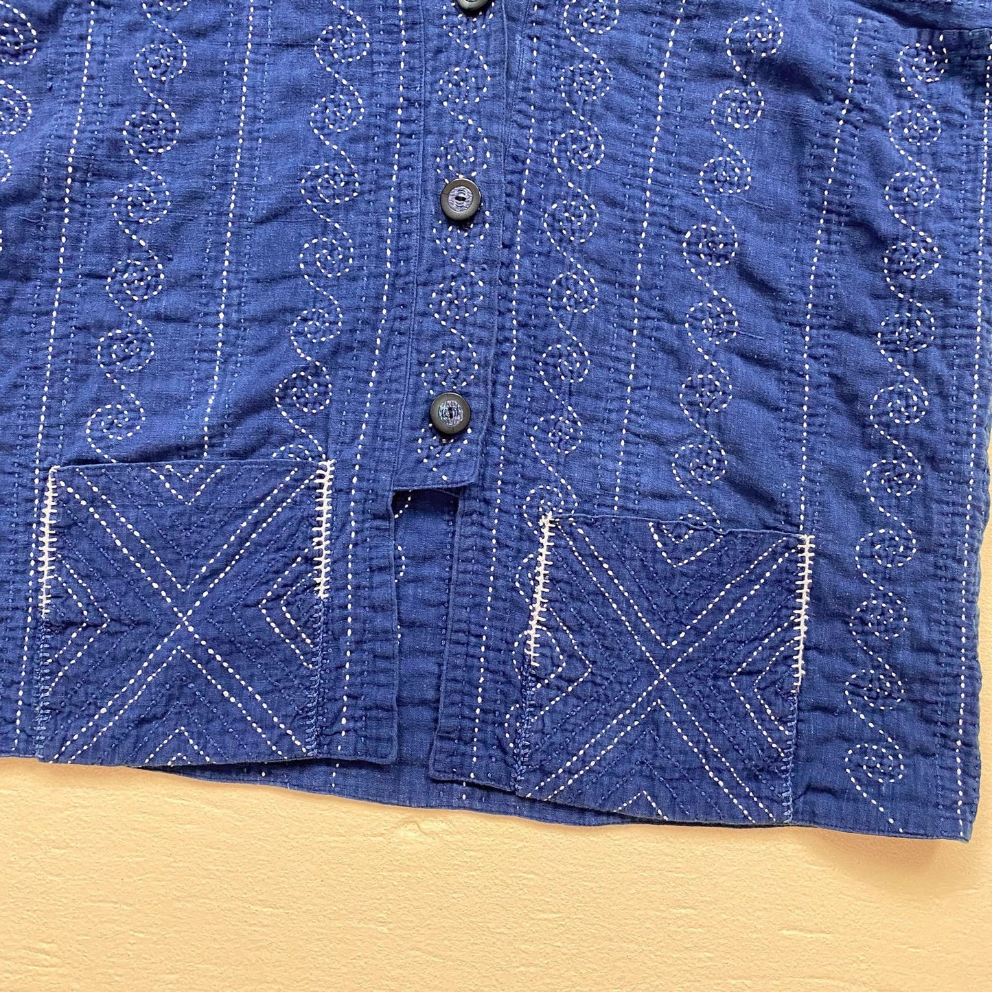 Vintage Blue Denim Button Down Oversized Jacket, Size Large