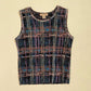 Vintage Plisse Micro Pleated Abstract Tank Top, Size Small