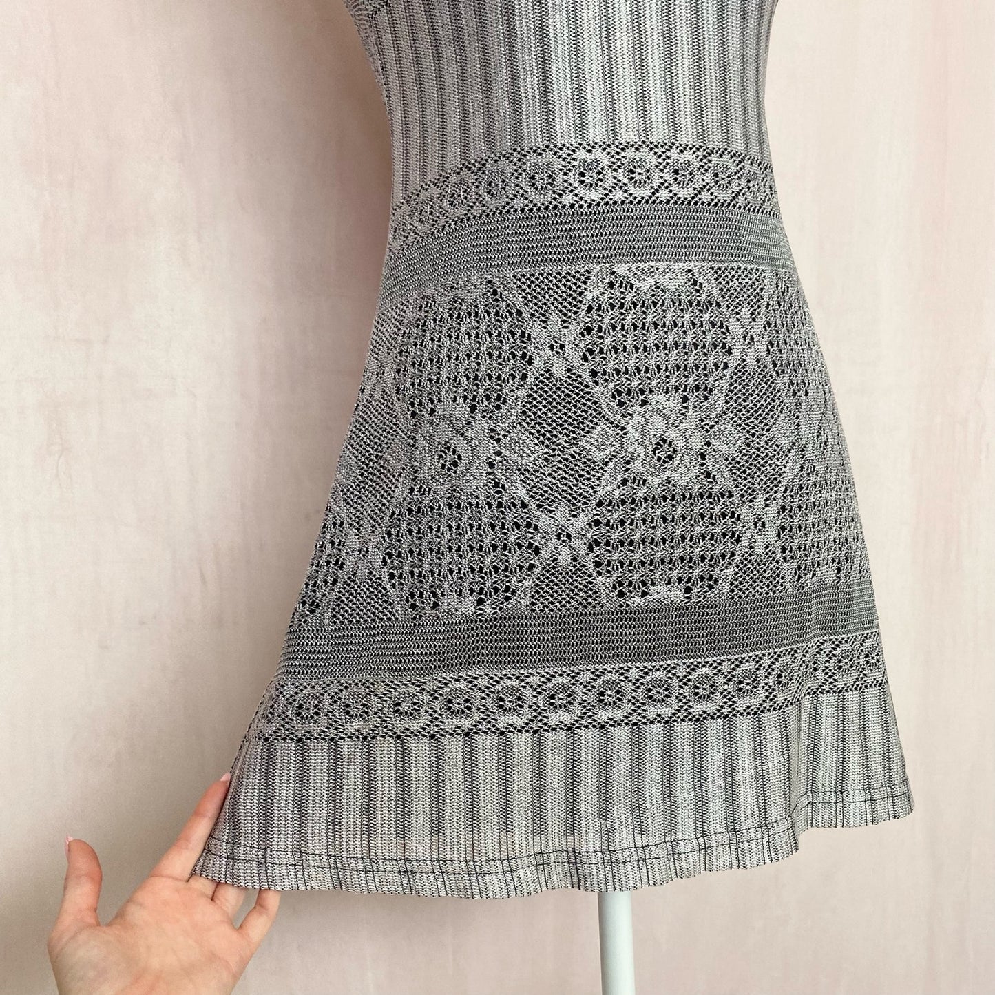 Vintage Hourglass Crochet Fit & Flare Mini Dress, Size Medium
