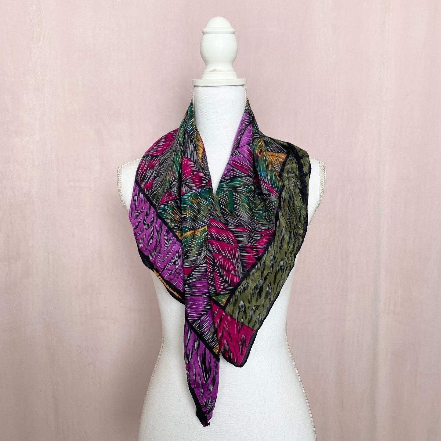 Vintage Oscar De La Renta Silk Leaf Print Scarf