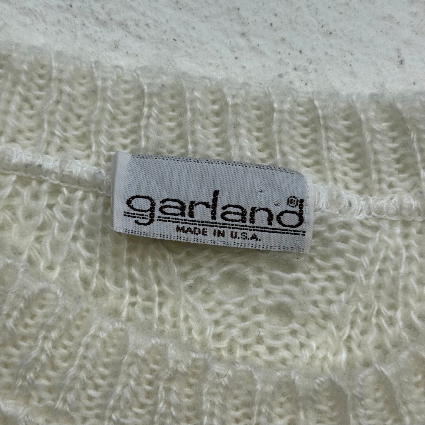 Vintage 80s/90s Garland Cream Fuzzy Open Knit Sweater, Size M/L