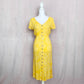 Secondhand Knot Sisters Lido Front Button Midi Dress in Yellow Floral, Size Small