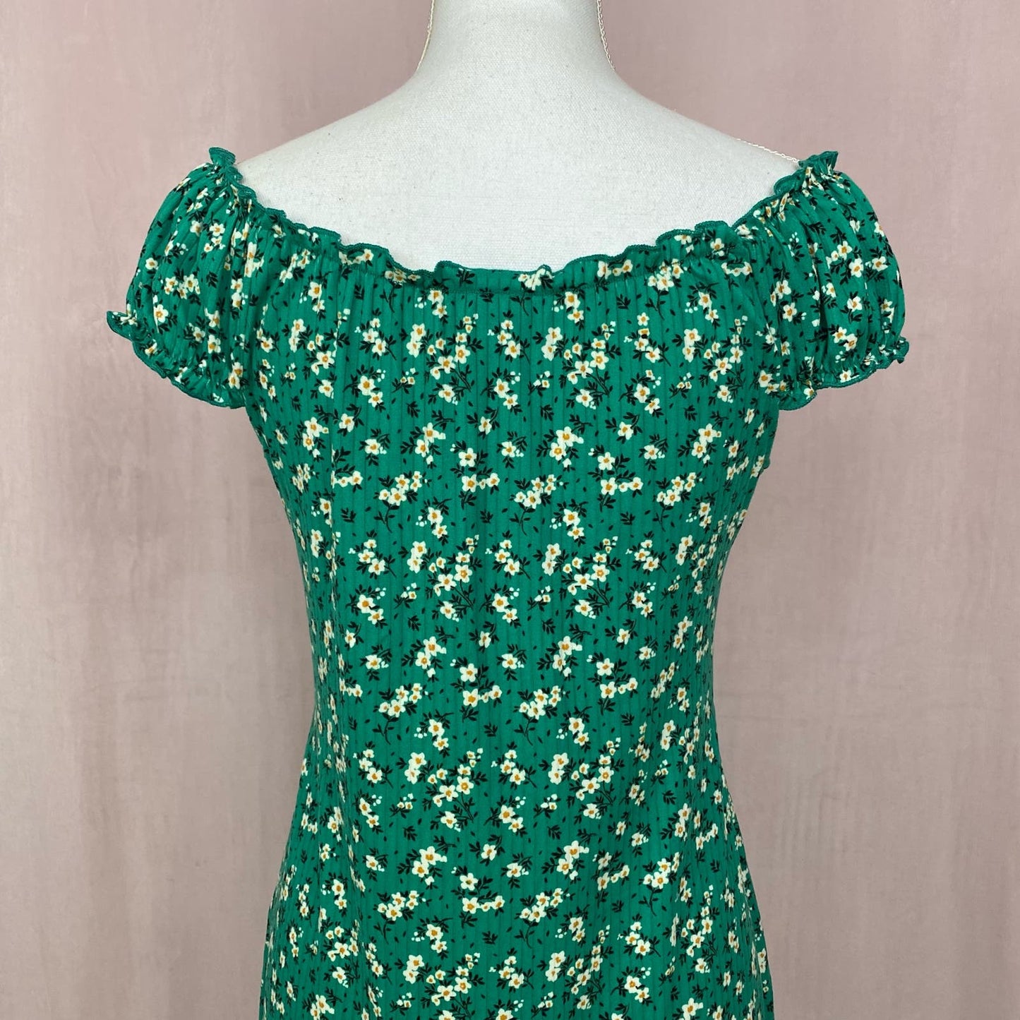 Secondhand Lily Bleu Green Ditsy Floral Tie Front Mini Dress, Size Medium