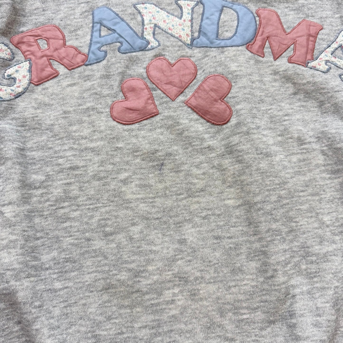 Vintage 80s Hanes Grandma Hearts Gray Crewneck Sweatshirt, Size Large
