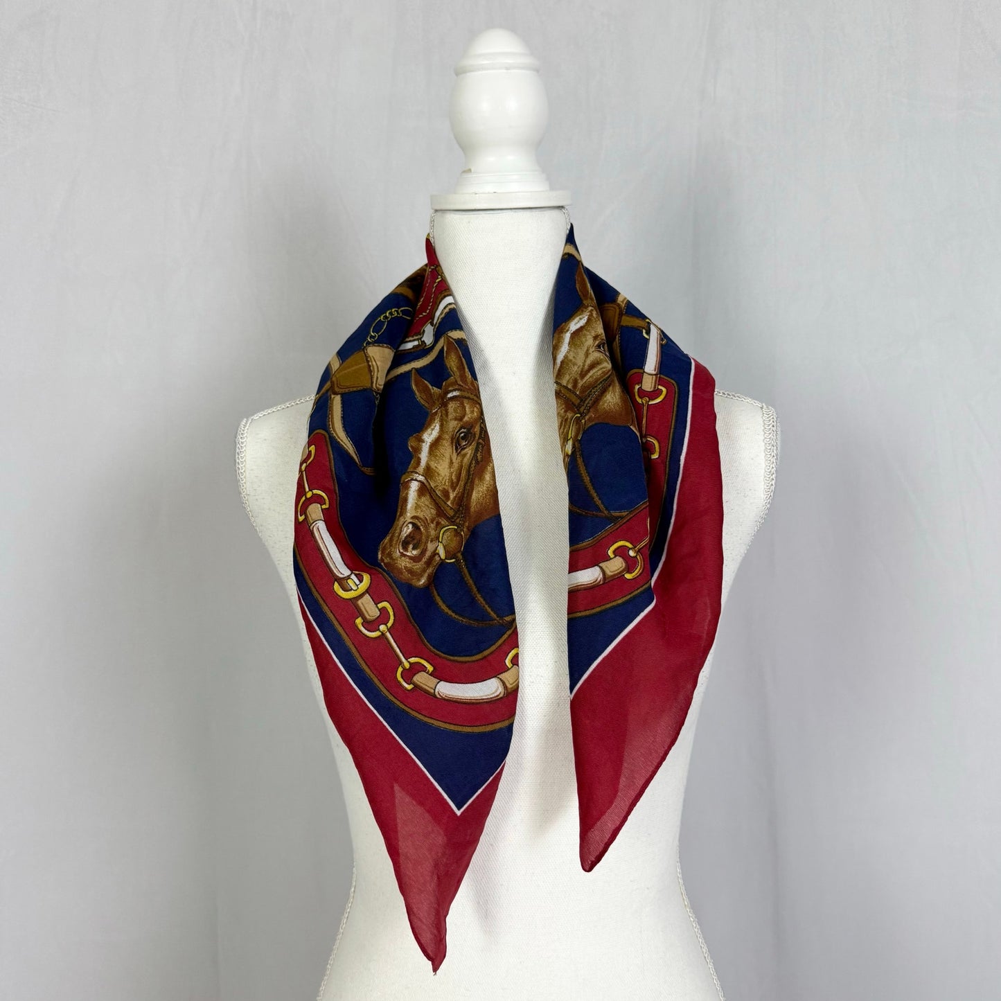 Vintage Liz Sinclair Equestrian Horse Square Scarf