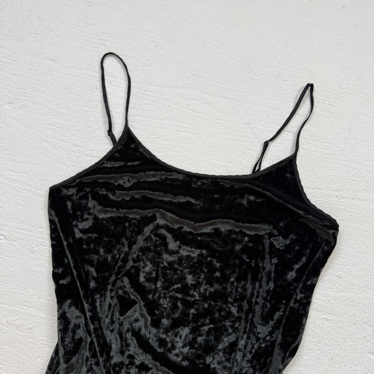 Secondhand Victoria’s Secret Black Velvet Mini Slip Dress, Size M/L