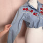 Reworked Roxy Floral Embroidered Crop Button Up, Size Medium