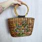 Secondhand Esprit Floral Embroidered Basket Straw Handbag