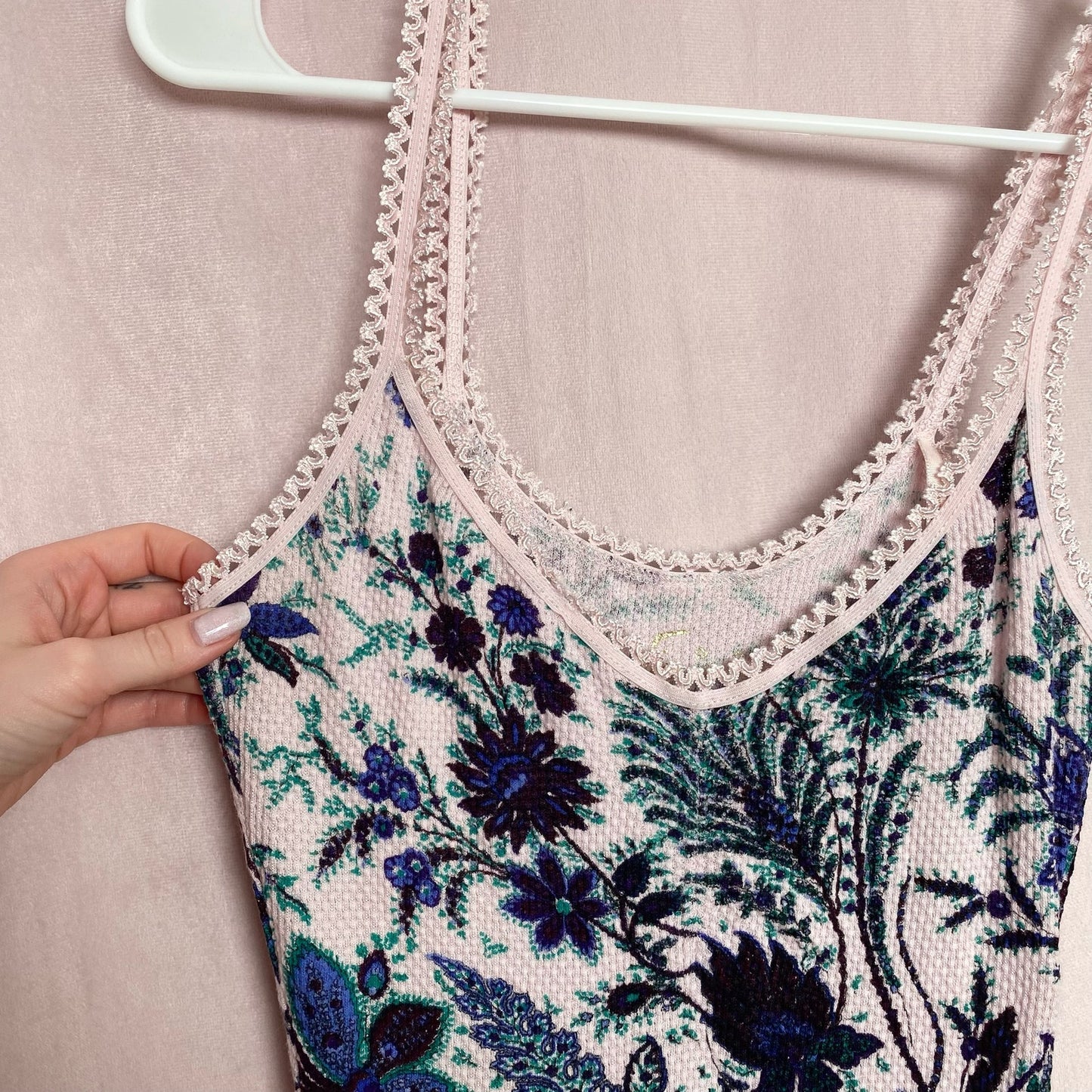 Secondhand Free People Floral Thermal Cami Tank Top, Size Medium