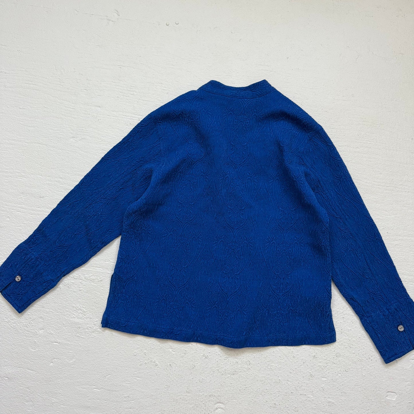 Vintage 90s Chico’s Design Silk Wool Jacquard Button Up, Size 0