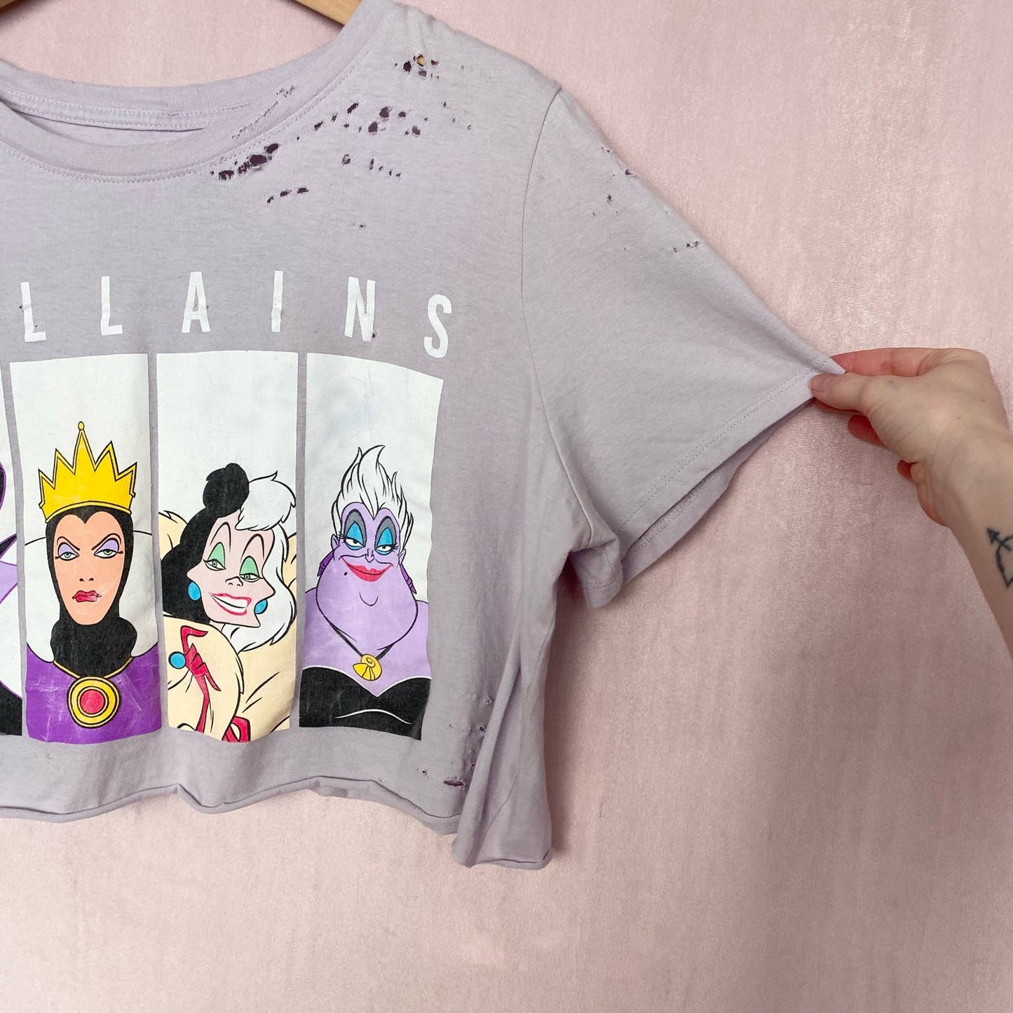 Reworked Disney Villains Distressed Crop Tee, Size 1X
