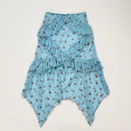 Secondhand Urban Outfitters Tuli Ruffle Midi Skirt in Blue, Size Medium