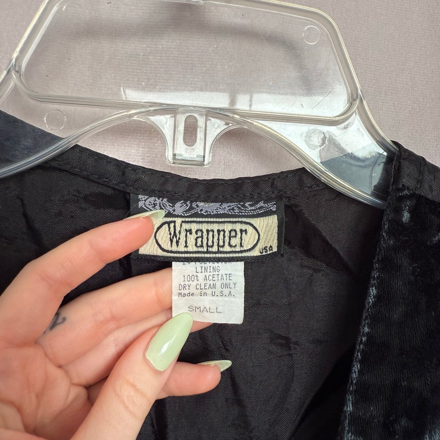 Vintage Wrapper Embroidered Velvet Vest, Size Small