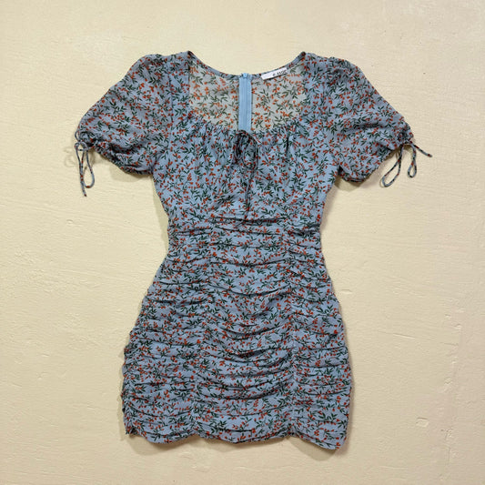 Secondhand Essue Ruched Floral Prairie Mini Dress, Size XS