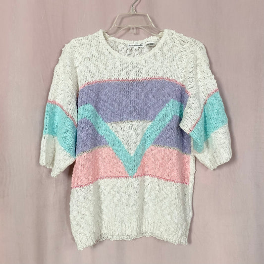 Vintage 80s Jason Maxwell Short Sleeve Sweater, Size Large