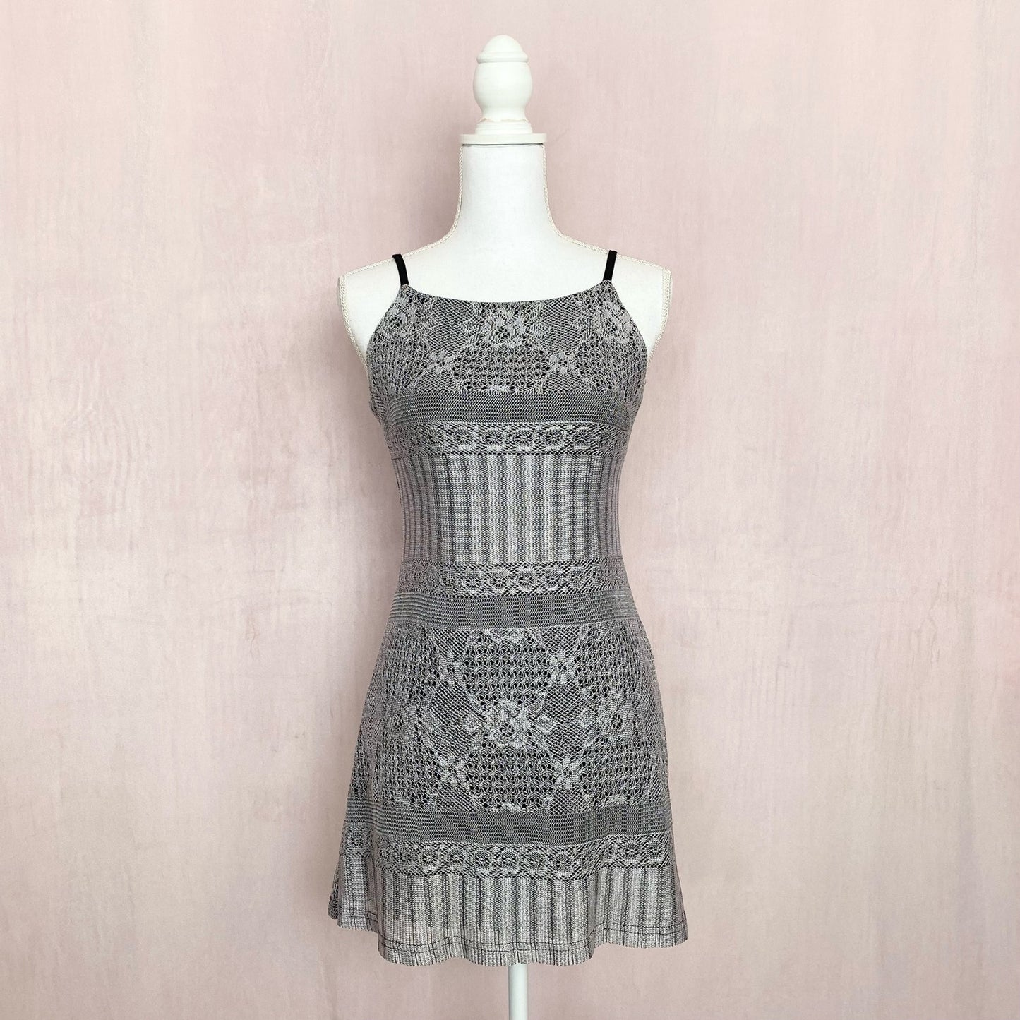 Vintage Hourglass Crochet Fit & Flare Mini Dress, Size Medium