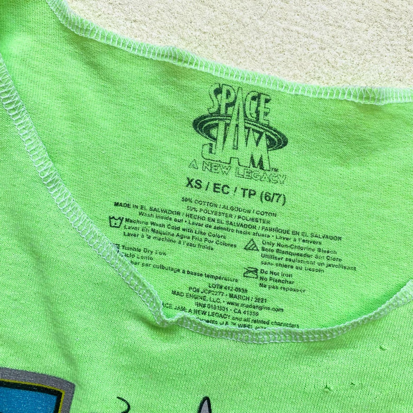 Upcycled Looney Tunes Space Jam Graphic Crop Tank, Size XS