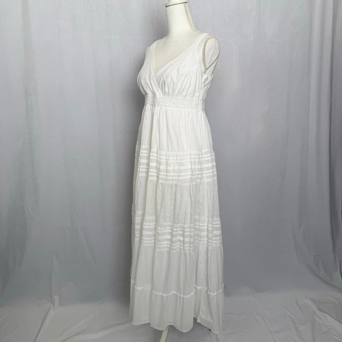 Secondhand Macy's Bohemian White Cotton Maxi Dress, Size 12P