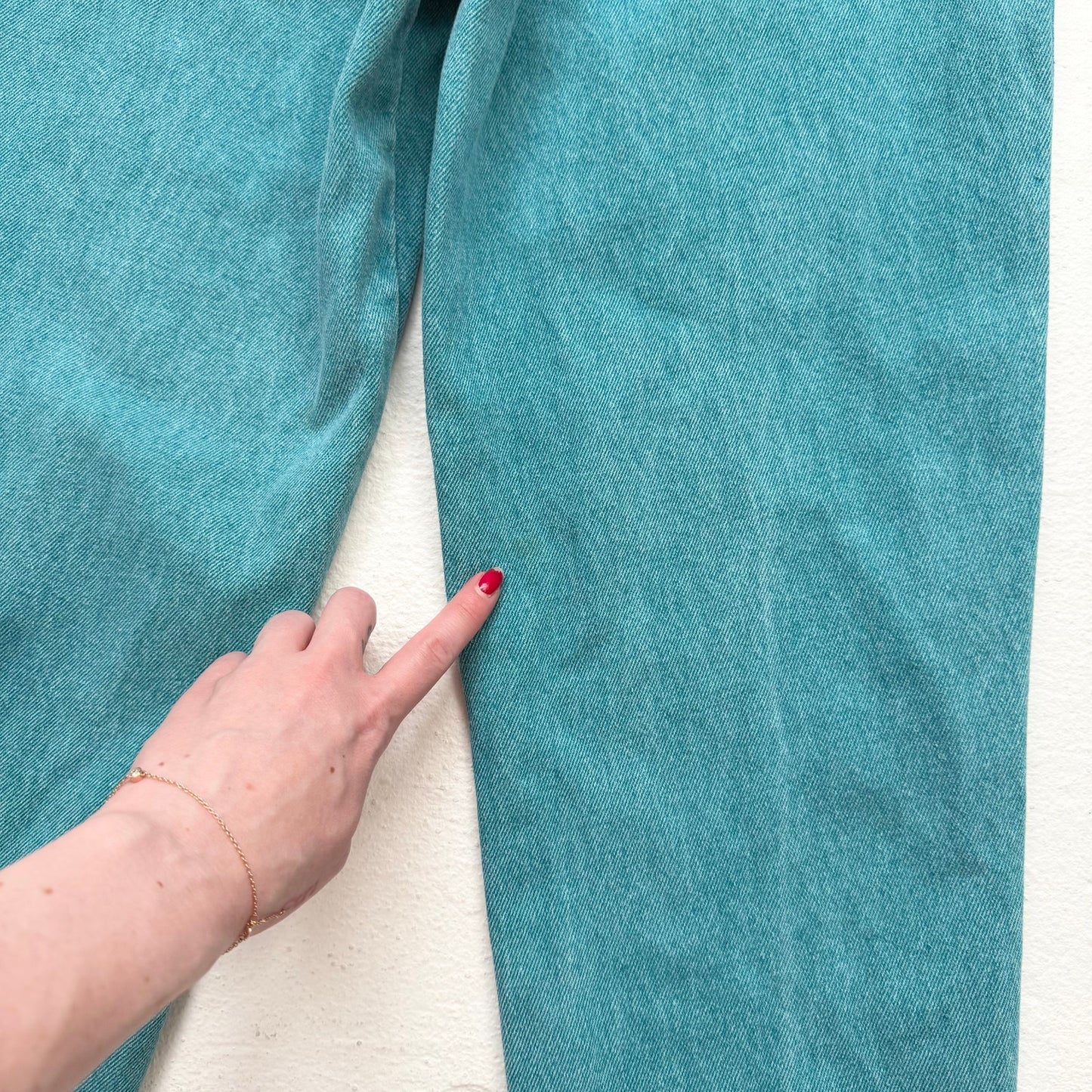 Vintage 90s Stefano Teal High-Rise Tapered Jeans, Size 23"