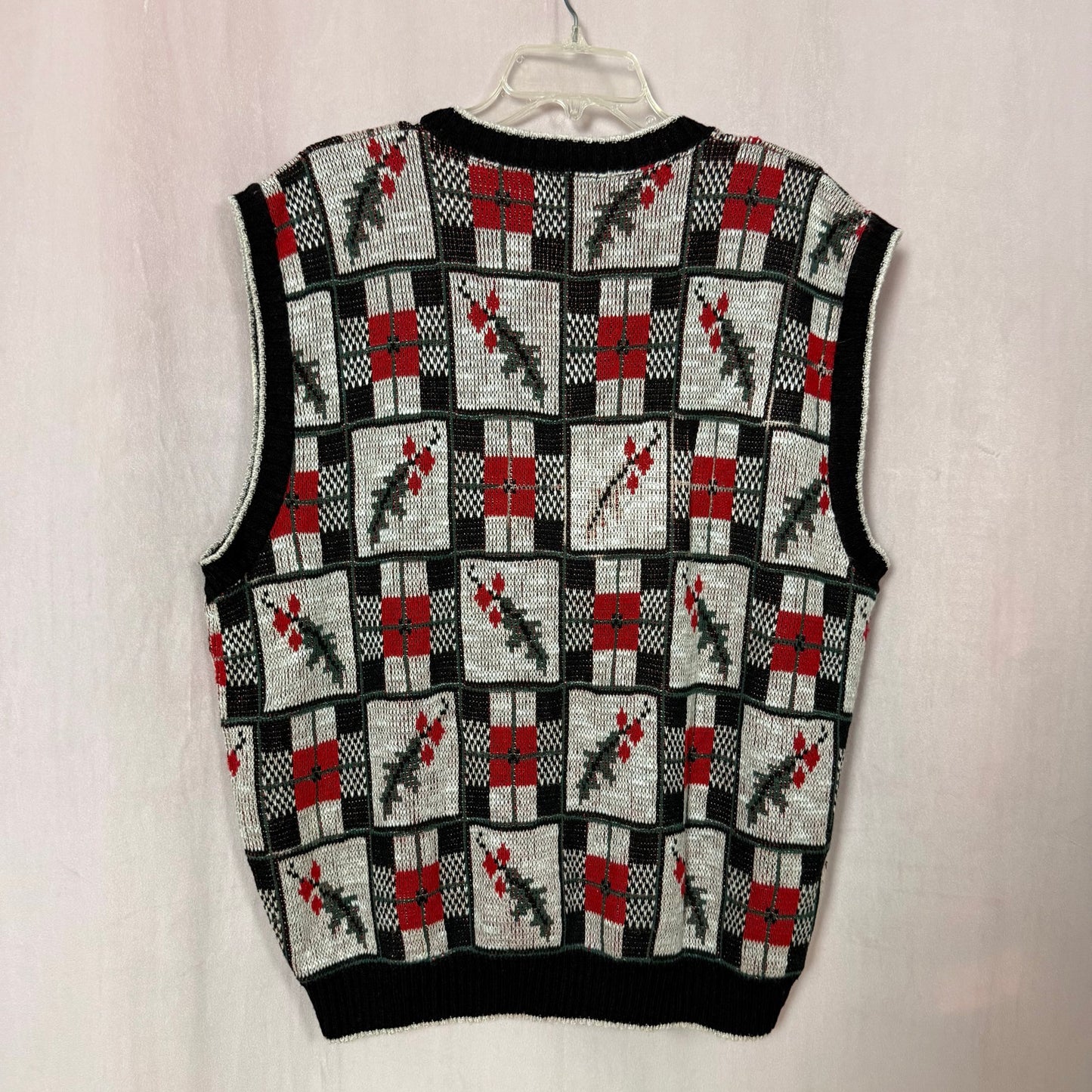 Vintage The Knit Co Holly Berry Holiday Sweater Vest, Size XL